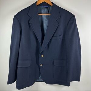 Pendleton Blazer 100% Pure Virgin Wool Jacket Navy Blue Gold Buttons Mens 42S